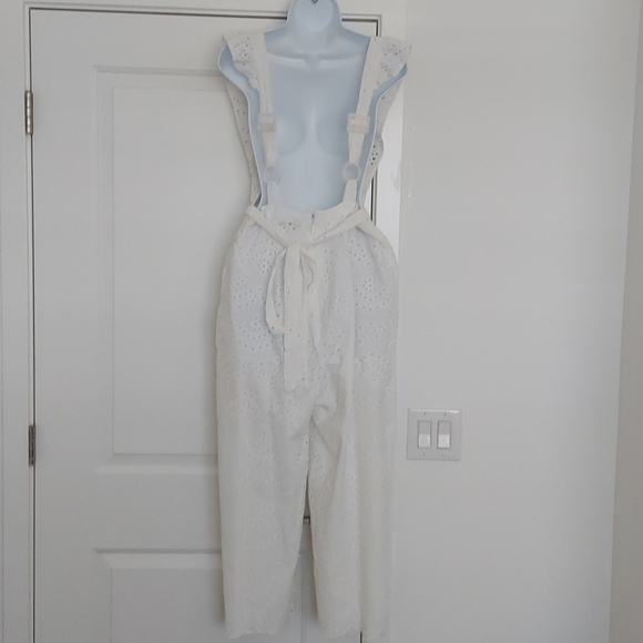 White open back midi lace belted jumpsuit - Picture 4 of 5